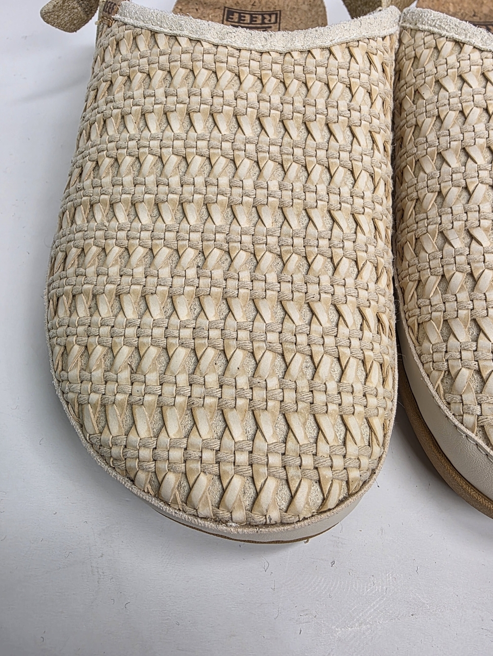 Reef Cushion Sage Cream Woven Mules Sz 7 - Picture 6 of 8